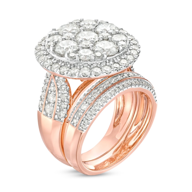 Main Image 3 of 4-1/2 CT. T.W. Multi-Diamond Frame Multi-Row Bridal Set in 10K Rose Gold
