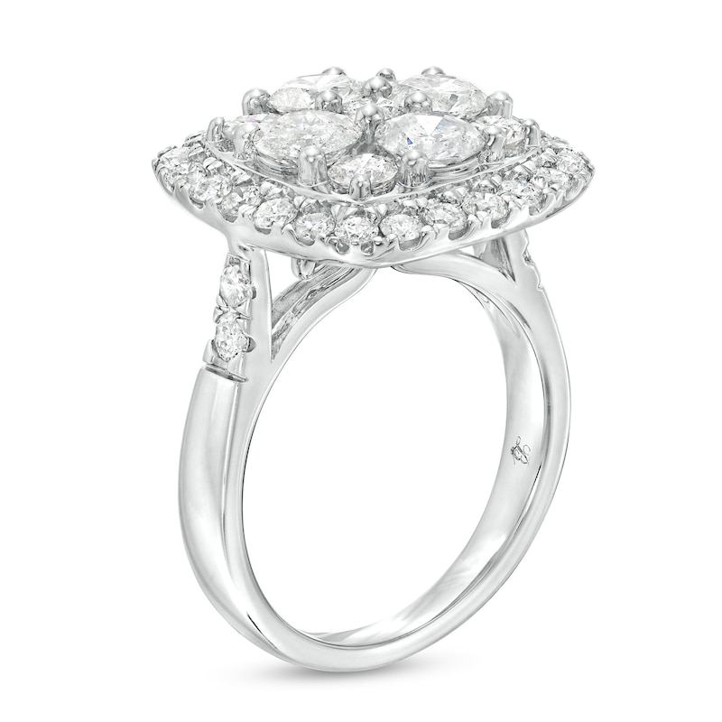 Main Image 3 of 3-1/6 CT. T.W. Cushion-Shaped Multi-Diamond Frame Engagement Ring in 14K White Gold