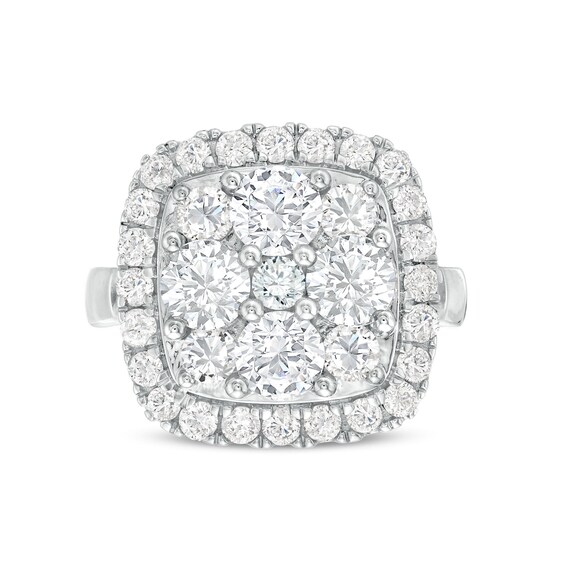 3-1/6 CT. T.w. Cushion-Shaped Multi-Diamond Frame Engagement Ring in 14K White Gold