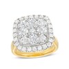 Thumbnail Image 1 of 3-1/6 CT. T.W. Cushion-Shaped Multi-Diamond Frame Engagement Ring in 14K Gold