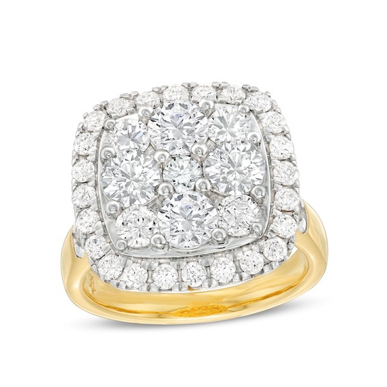 3-1/6 CT. T.w. Cushion-Shaped Multi-Diamond Frame Engagement Ring in 14K Gold