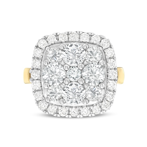 3-1/6 CT. T.w. Cushion-Shaped Multi-Diamond Frame Engagement Ring in 14K Gold