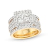 Thumbnail Image 1 of 3 CT. T.W. Quad Princess-Cut Diamond Frame Multi-Row Three Piece Bridal Set in 14K Gold