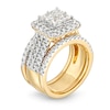 Thumbnail Image 3 of 3 CT. T.W. Quad Princess-Cut Diamond Frame Multi-Row Three Piece Bridal Set in 14K Gold