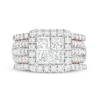 Thumbnail Image 4 of 3 CT. T.W. Quad Princess-Cut Diamond Frame Multi-Row Three Piece Bridal Set in 14K Rose Gold