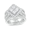 Thumbnail Image 1 of 3 CT. T.W. Quad Princess-Cut Diamond Tilted Square Frame Three Piece Bridal Set in 14K White Gold