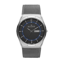 Men's Skagen Melbye Titanium and Gunmetal Grey Stainless Steel Mesh Watch with Grey Dial (Model: SKW6078)