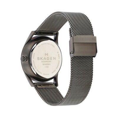 Zales | (Model: Men\'s Holst SKW6180) Dial Grey Watch with Skagen IP Mesh Grey Gunmetal