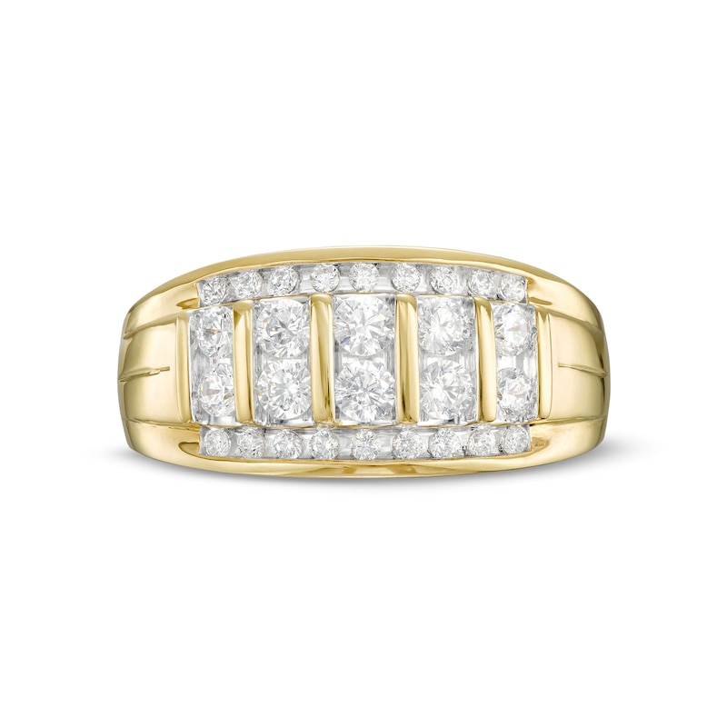 Main Image 4 of 1 CT. T.W. Diamond Double Row Columns Ring in 10K Gold