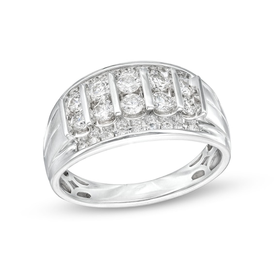 1 CT. T.w. Diamond Double Row Columns Ring in 10K White Gold