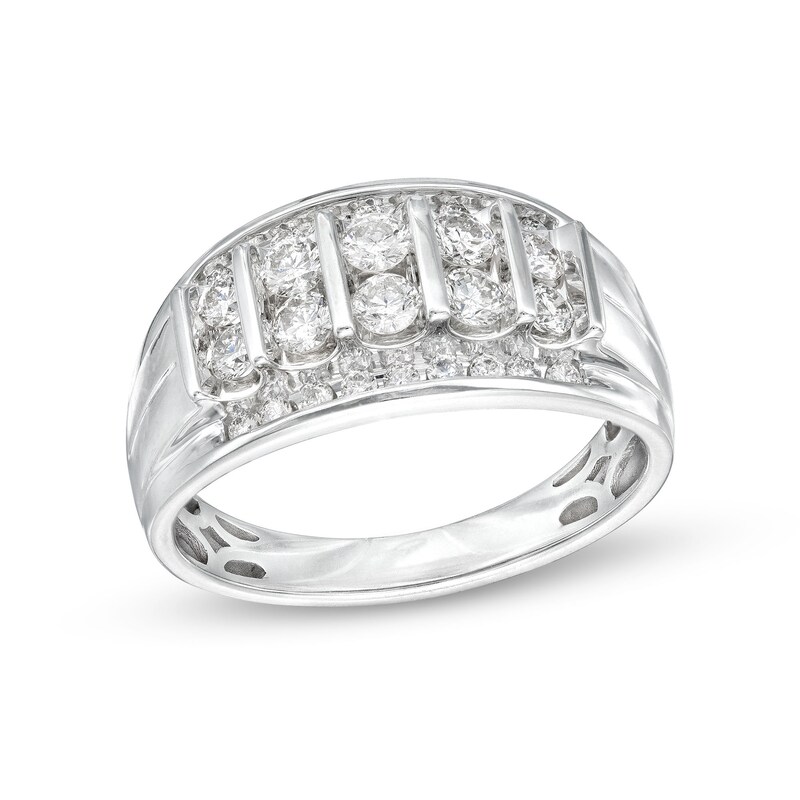 Main Image 1 of 1 CT. T.W. Diamond Double Row Columns Ring in 10K White Gold