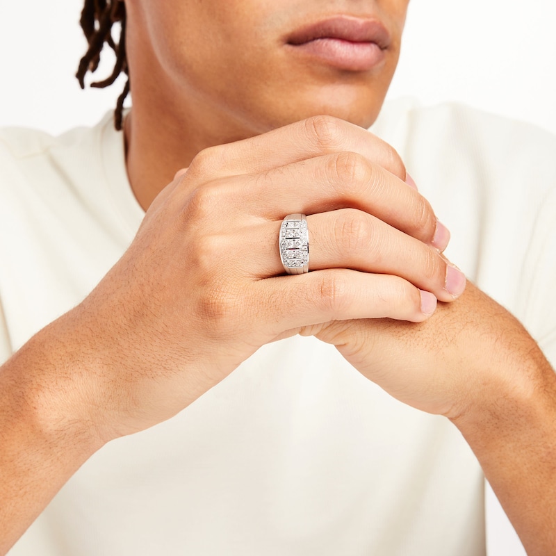 Main Image 2 of 1 CT. T.W. Diamond Double Row Columns Ring in 10K White Gold