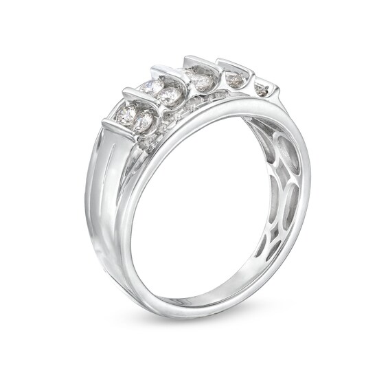1 CT. T.w. Diamond Double Row Columns Ring in 10K White Gold