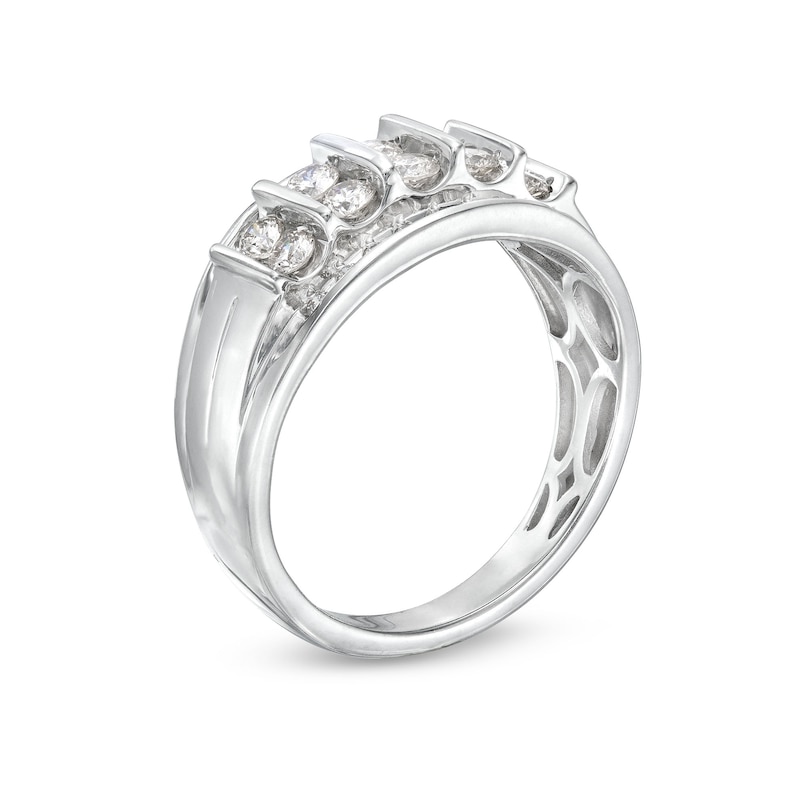 Main Image 3 of 1 CT. T.W. Diamond Double Row Columns Ring in 10K White Gold