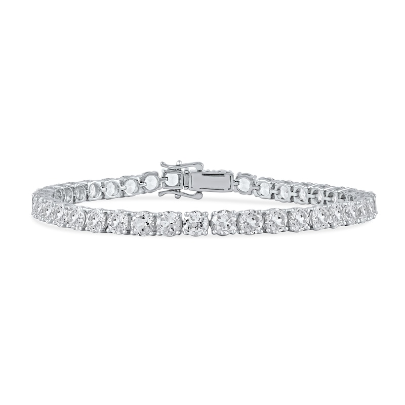 Main Image 1 of Men's 5.0mm White Lab-Created Sapphire Tennis Bracelet in Sterling Silver - 8.5"