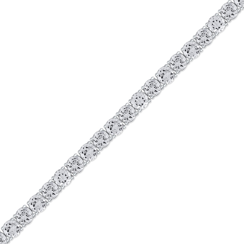 Main Image 2 of Men's 5.0mm White Lab-Created Sapphire Tennis Bracelet in Sterling Silver - 8.5"
