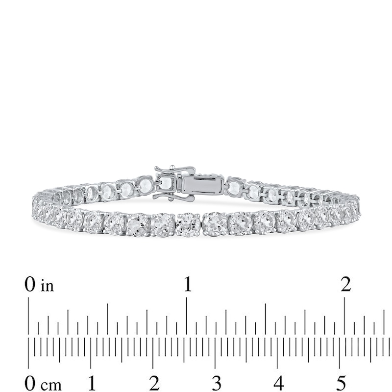 Main Image 4 of Men's 5.0mm White Lab-Created Sapphire Tennis Bracelet in Sterling Silver - 8.5"