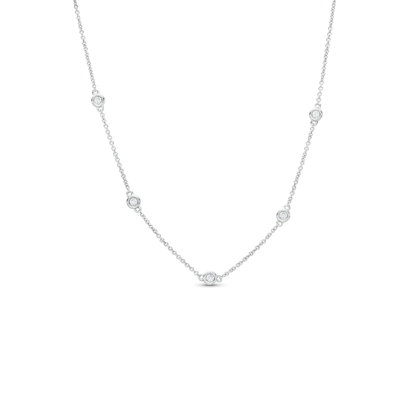 Main Image 1 of 1/4 CT. T.W. Diamond Station Backdrop Necklace in Sterling Silver