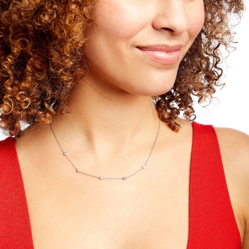 Main Image 2 of 1/4 CT. T.W. Diamond Station Backdrop Necklace in Sterling Silver