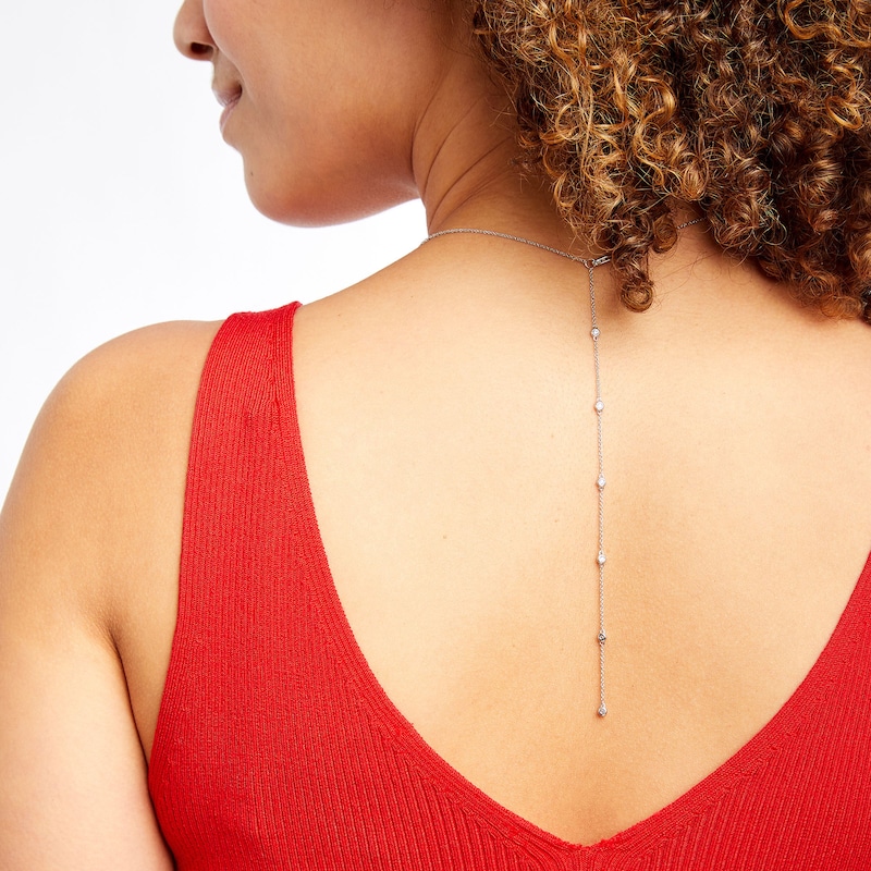 Main Image 3 of 1/4 CT. T.W. Diamond Station Backdrop Necklace in Sterling Silver