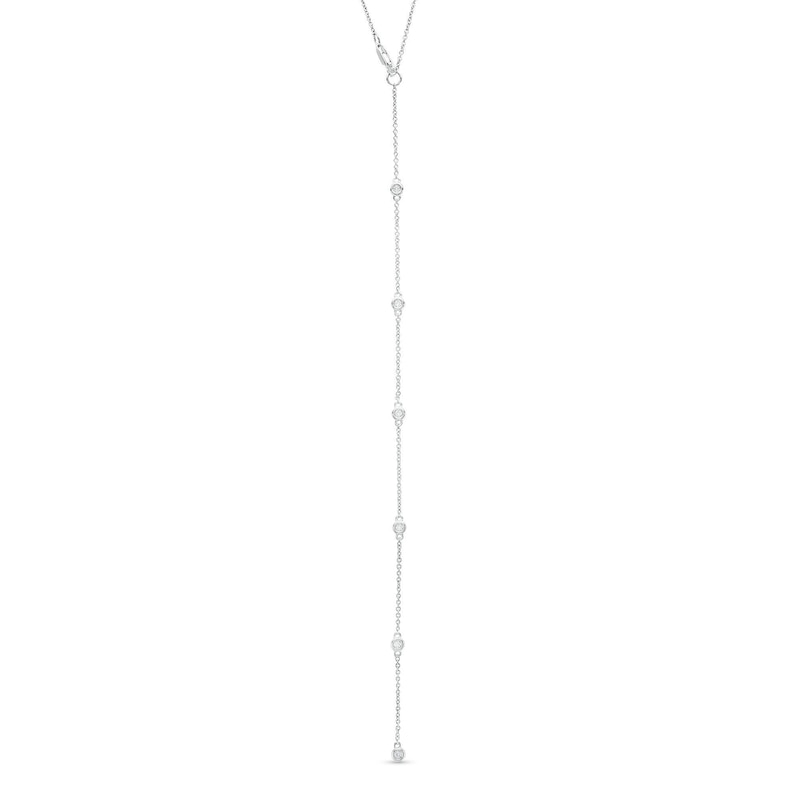 Main Image 4 of 1/4 CT. T.W. Diamond Station Backdrop Necklace in Sterling Silver