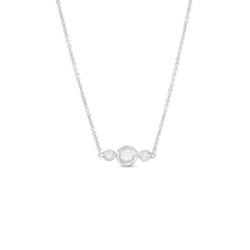 Main Image 1 of 1/2 CT. T.W. Diamond Three Stone Backdrop Necklace in Sterling Silver
