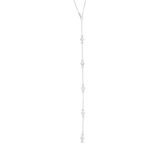 1/2 CT. T.w. Diamond Three Stone Backdrop Necklace in Sterling Silver