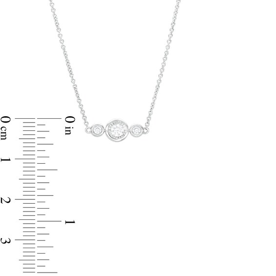 1/2 CT. T.w. Diamond Three Stone Backdrop Necklace in Sterling Silver