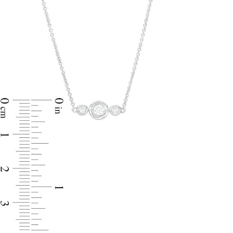 Main Image 5 of 1/2 CT. T.W. Diamond Three Stone Backdrop Necklace in Sterling Silver