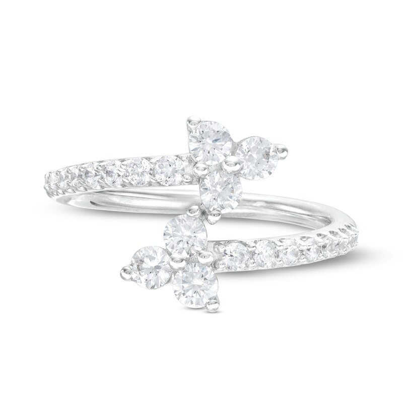 Main Image 4 of 3/4 CT. T.W. Certified Lab-Grown Diamond Trio Bypass Ring in 14K White Gold (F/SI2)