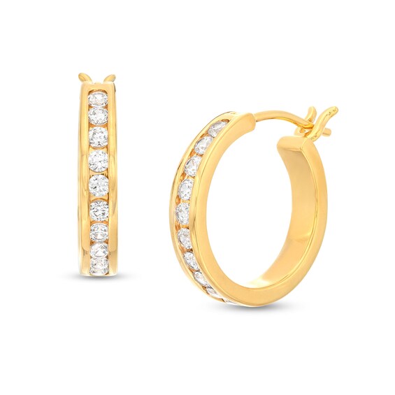 1/2 CT. T.w. Certified Lab-Grown Diamond Ten Stone Hoop Earrings in 14K Gold (F/Si2)