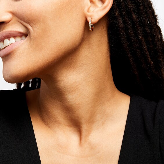 1/2 CT. T.w. Certified Lab-Grown Diamond Ten Stone Hoop Earrings in 14K Gold (F/Si2)