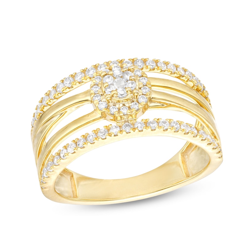Main Image 1 of 1/2 CT. T.W. Multi-Diamond Multi-Row Ring in 10K Gold