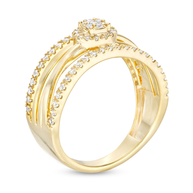 Main Image 3 of 1/2 CT. T.W. Multi-Diamond Multi-Row Ring in 10K Gold