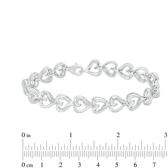 1/5 CT. T.w. Diamond Heart Link Line Bracelet in Sterling Silver â 7.25"