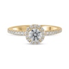 Thumbnail Image 0 of Certified Lab-Created Diamond Center Stone 3/4 CT. T.W. Frame Engagement Ring in 14K Gold (F/VS2)