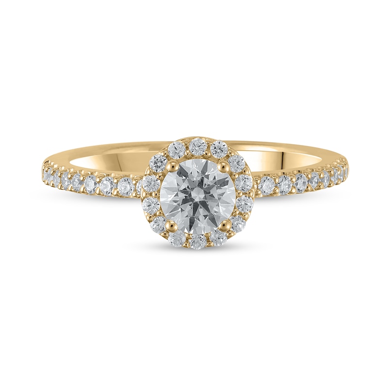 Main Image 1 of Certified Lab-Grown Diamond Center Stone 3/4 CT. T.W. Frame Engagement Ring in 14K Gold (F/VS2)