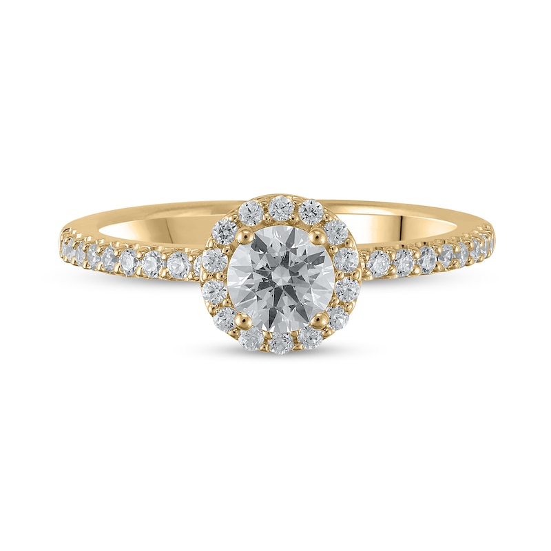 Certified Lab-Created Diamond Center Stone 3/4 CT. T.W. Frame Engagement Ring in 14K Gold (F/VS2)