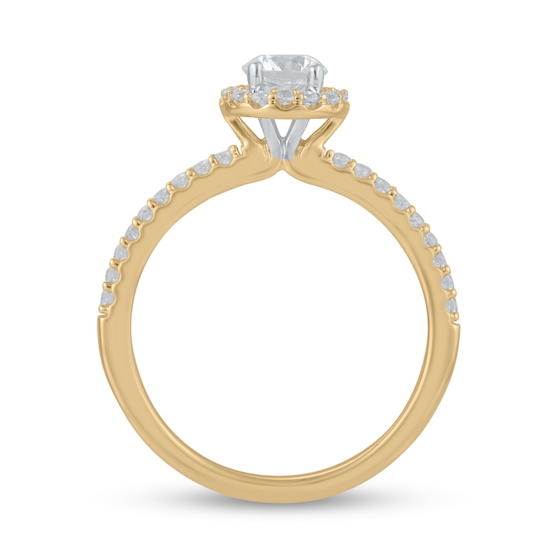 Certified Lab-Created Diamond Center Stone 3/4 CT. T.W. Frame Engagement Ring in 14K Gold (F/VS2)