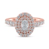 Thumbnail Image 1 of Certified Oval Lab-Grown Diamond Center Stone 1-1/2 CT. T.W. Double Frame Engagement Ring in 14K Rose Gold (F/VS2)