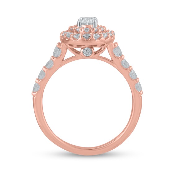 Certified Oval Lab-Grown Diamond Center Stone 1-1/2 CT. T.w. Double Frame Engagement Ring in 14K Rose Gold (F/Vs2)