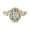 Thumbnail Image 1 of Certified Oval Lab-Grown Diamond Center Stone 1-1/2 CT. T.W. Double Frame Engagement Ring in 14K Gold (F/VS2)