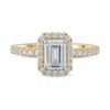 Thumbnail Image 1 of Certified Emerald-Cut Lab-Created Diamond Center Stone 1-1/2 CT. T.W. Frame Engagement Ring in 14K Gold (F/VS2)