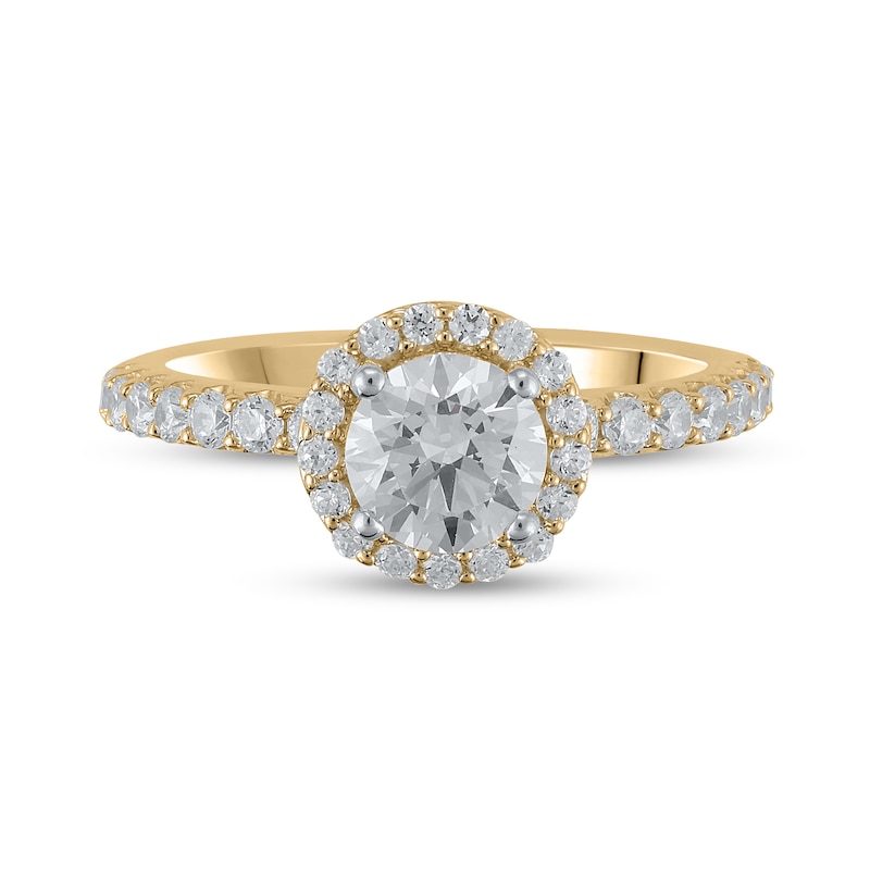Main Image 1 of Certified Lab-Grown Diamond Center Stone 1-1/2 CT. T.W. Frame Engagement Ring in 14K Gold (F/VS2)