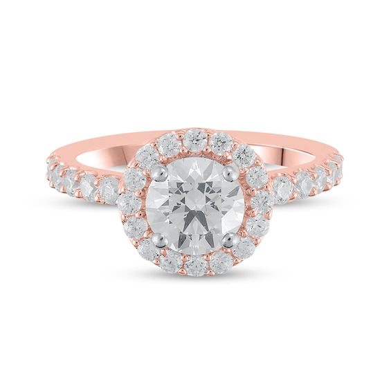Certified Lab-Grown Diamond Center Stone 2-1/4 CT. T.w. Frame Engagement Ring in 14K Rose Gold (F/Vs2)