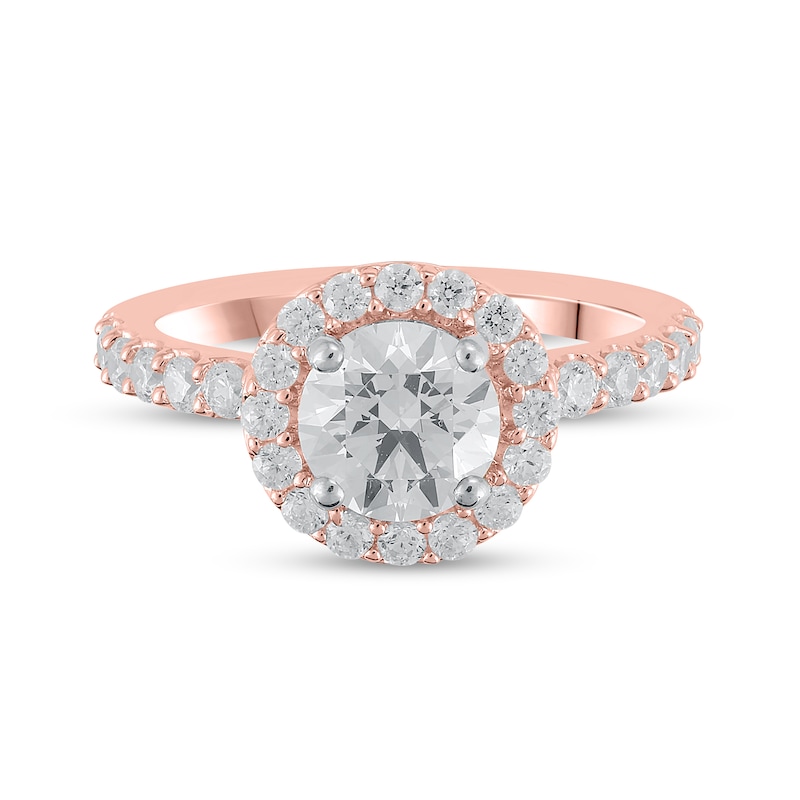 Certified Lab-Created Diamond Center Stone 2-1/4 CT. T.W. Frame Engagement Ring in 14K Rose Gold (F/VS2)