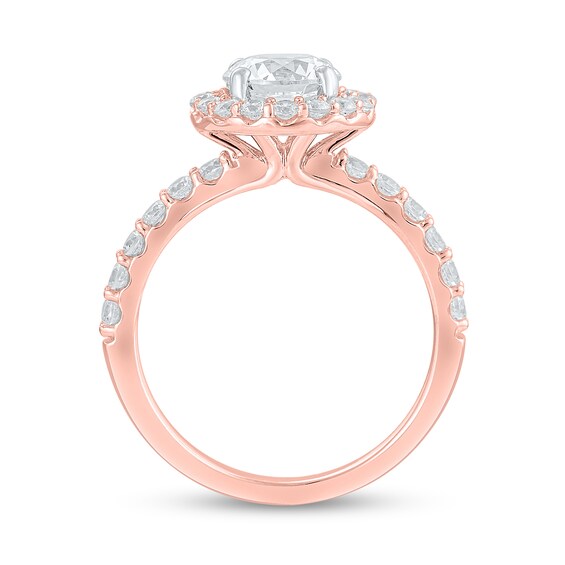 Certified Lab-Grown Diamond Center Stone 2-1/4 CT. T.w. Frame Engagement Ring in 14K Rose Gold (F/Vs2)