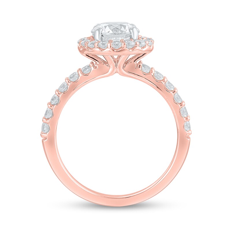 Certified Lab-Created Diamond Center Stone 2-1/4 CT. T.W. Frame Engagement Ring in 14K Rose Gold (F/VS2)