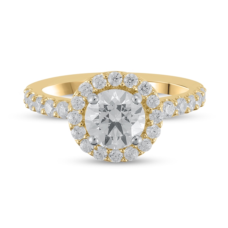 Main Image 1 of Certified Lab-Grown Diamond Center Stone 2-1/4 CT. T.W. Frame Engagement Ring in 14K Gold (F/VS2)