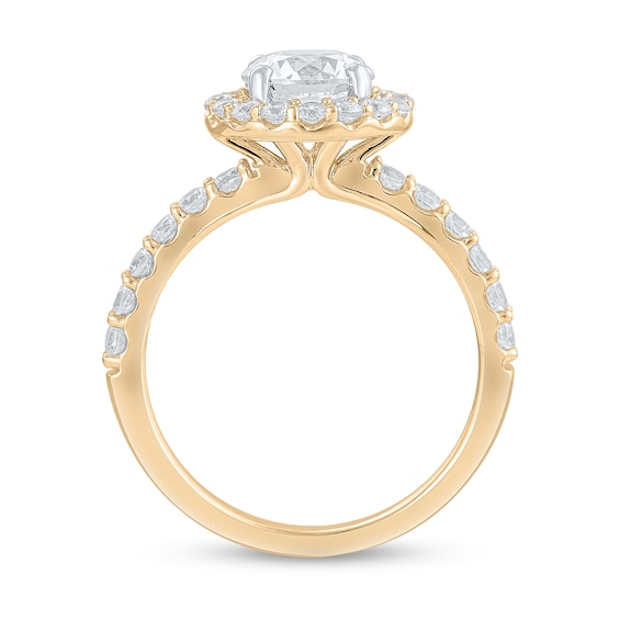 Certified Lab-Grown Diamond Center Stone 2-1/4 CT. T.w. Frame Engagement Ring in 14K Gold (F/Vs2)